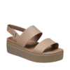 Sandały damskie Crocs Brooklyn Low Wedge beżowe 206453 2EL