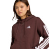 Bluza damska adidas Essentials 3-Stripes Full-Zip Fleece Hoodie brązowa JY3082