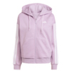Bluza damska adidas Essentials 3-Stripes Full-Zip Fleece Hoodie fioletowa JY3080