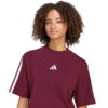 Koszulka damska adidas Essentials 3-Stripes Boyfriend bordowa KF6287
