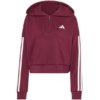 Bluza damska adidas Essentials 3-Stripes French Terry Quarter-Zip bordowa KF8316