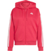 Bluza damska adidas Essentials 3-Stripes Full-Zip Fleece Hoodie różowa KF6272