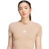 Koszulka damska adidas Essentials 3-Stripes Slim Baby beżowa JX7588