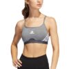 Stanik damski adidas Aeroreact Training Light-Support 3-Stripes Bra ciemnoszary HC7870