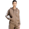 Bluza damska adidas Essentials 3-Stripes Full-Zip Fleece Hoodie jasny brąz KF6273