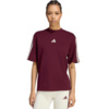 Koszulka damska adidas Essentials 3-Stripes Boyfriend bordowa KX0793