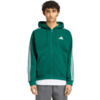 Bluza męska adidas Essentials 3-Stripes Fleece Full-Zip Hoodie zielona KZ1412