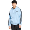 Bluza męska adidas Essentials 3-Stripes Fleece Full-Zip Hoodie błękitna KY4143