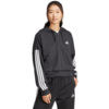Bluza damska adidas Essentials 3-Stripes French Terry Quarter-Zip Hoodie czarna JN1956