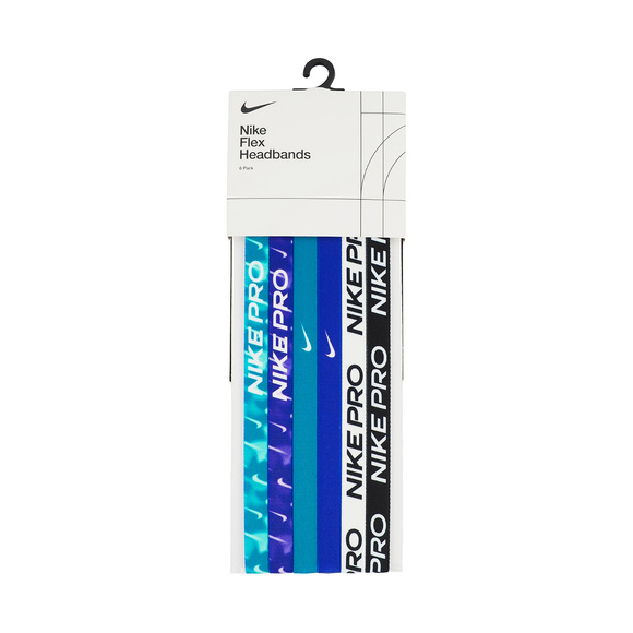 Opaski na włosy Nike Flex Headbands 6 szt. niebieskie, biała, czarna N1011930388OS