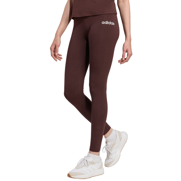 Legginsy damskie adidas Essentials Linear Cotton brązowe JY4886