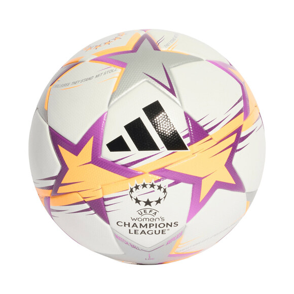 Piłka nożna adidas UCL Womens League 26/27 League Stage biało-pomarańczowo-srebrna KE5142