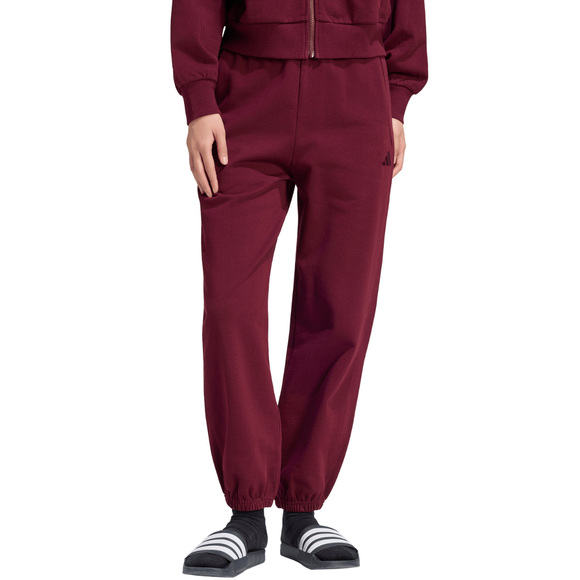 Spodnie damskie adidas Kit Small Logo Regular Cuffed bordowe KU7936