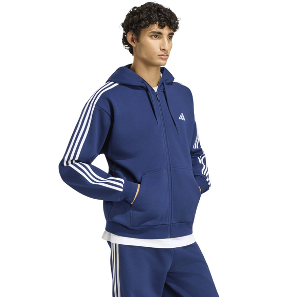 Bluza męska adidas Essentials 3-Stripes Fleece Full-Zip Hoodie granatowa KY4144