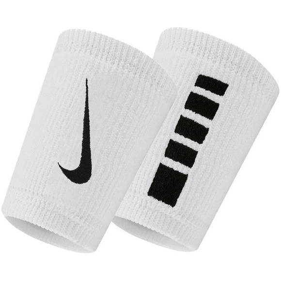 Frotki na nadgarstek Nike Elite Doublewide Wristbans 2 szt. biało-czarne N1006700101OS