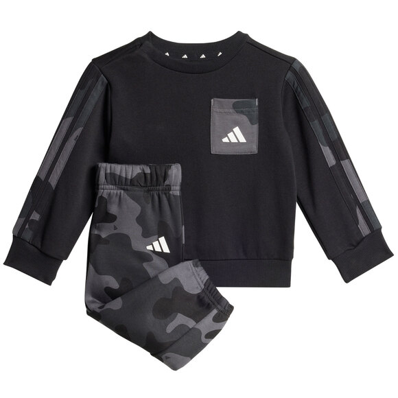 Dres dla dzieci adidas Infinity Camo FL Set czarno-biały JW2456