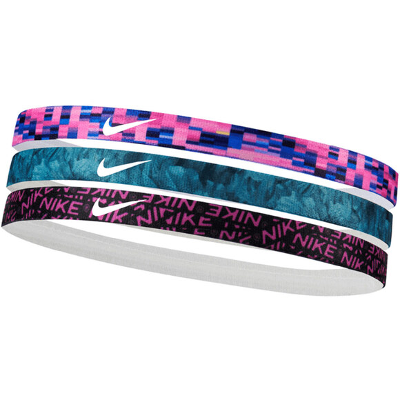 Opaski na głowę Nike Printed 3 szt. różowa, niebieska, czarna N0002560608OS