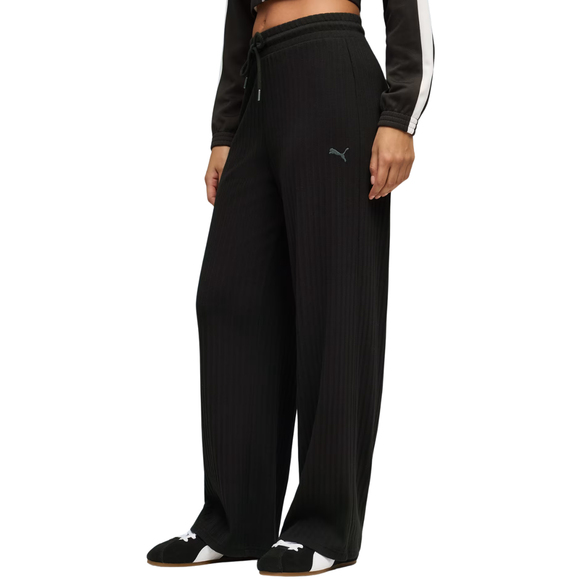 Spodnie damskie Puma HER Comfort High-Waist Wide Leg czarne 693284 01