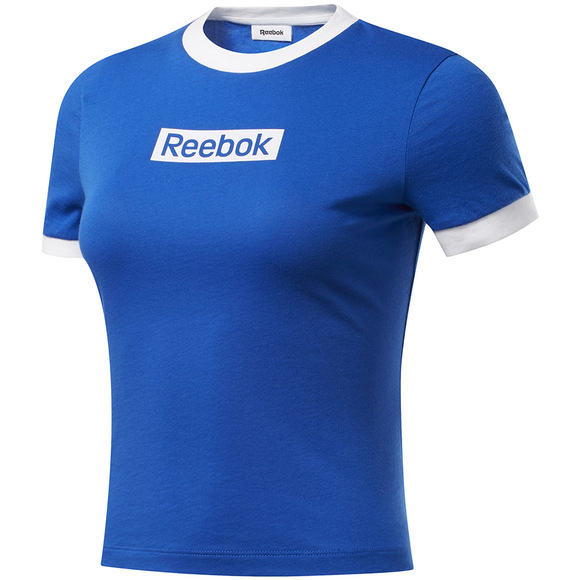 Koszulka damska Reebok Training Essentials Linear Logo Tee niebiesko-biała FK6682