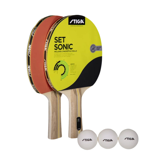 Zestaw rakietek do ping ponga Stiga Set Sonic 2 rakietki 3 piłki