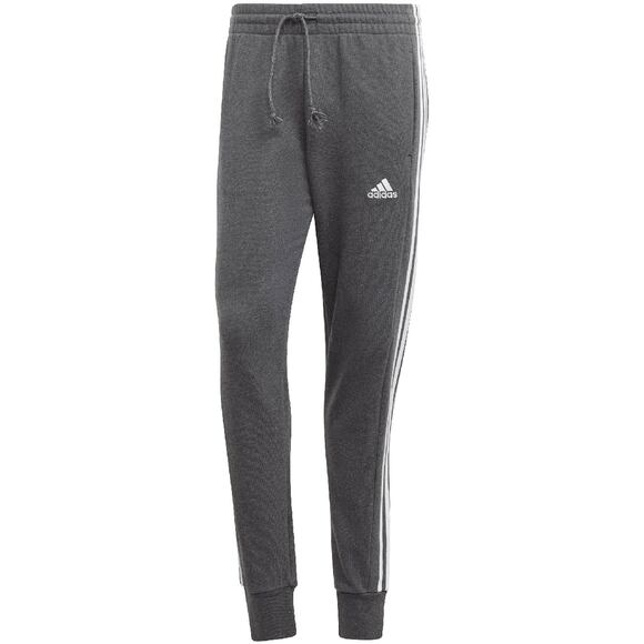 Spodnie męskie adidas Essentials French Terry Tapered Cuff 3-Stripes szare IC9408