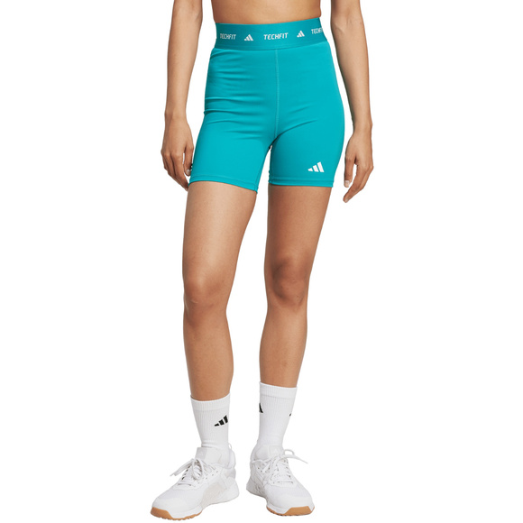 Spodenki damskie adidas Techfit turkusowe JW7561