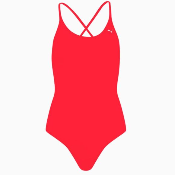Kostium kąpielowy damski Puma Swim V-Neck czerwony 935086 02