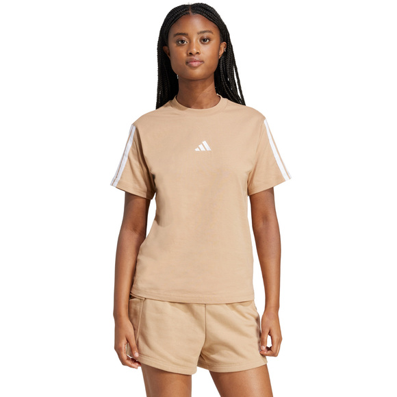 Koszulka damska adidas Essentials 3-Stripes Cotton beżowa JV7359