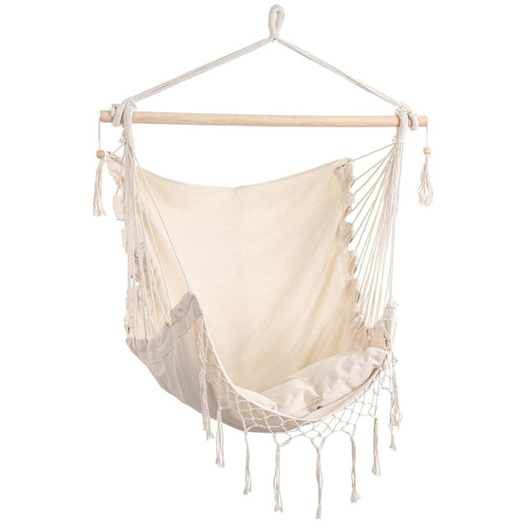 Hamak fotel wiszący brazylijski Miami 130x100 cm + 2 poduszki 40x40 cm beżowy 1038827