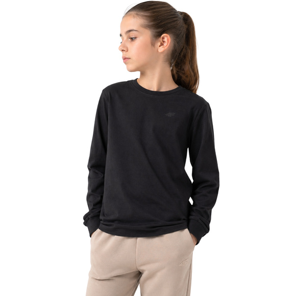 Koszulka dla dziewczynki Longsleeve 4F F460 głęboka czerń 4FJWMM00TLONF460 20S