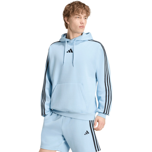 Bluza męska adidas Essentials 3-Stripes Fleece Hoodie błękitna KY4170