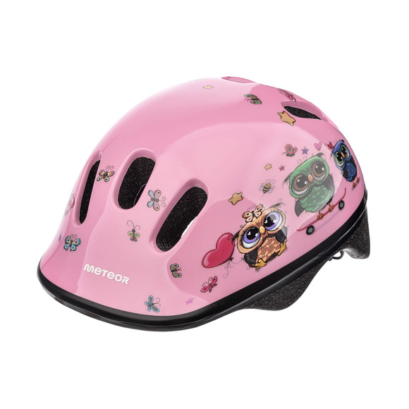 Kask rowerowy Meteor KS06 XS 44-48 cm Little Owl różowy 24808