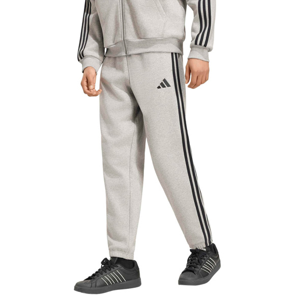 Spodnie męskie adidas Essentials 3-Stripes Fleece Tapered Cuffed szare KY4127
