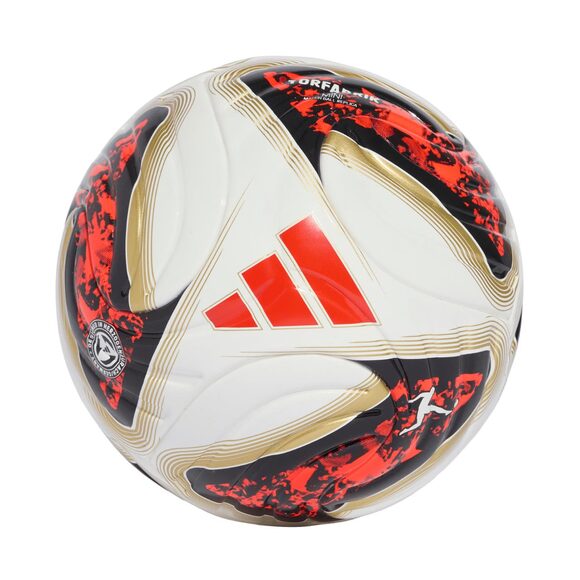 Piłka nożna adidas Bundesliga 26/27 Torfabrik Mini biało-pomarańczowo-złota KG6039