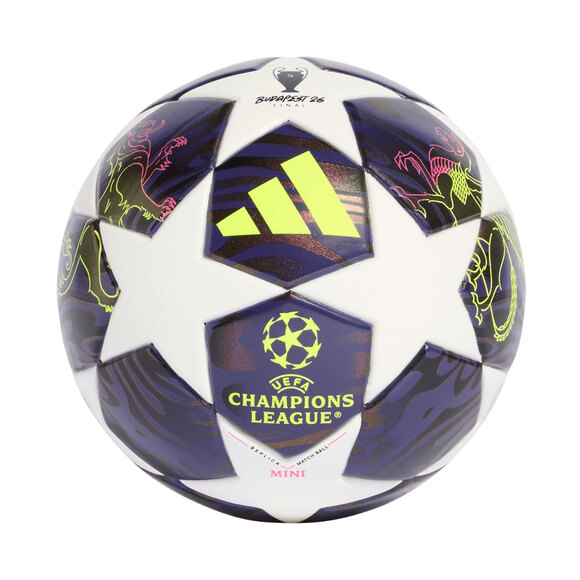 Piłka nożna adidas UCL 25/26 Final Mini biało-fioletowa JX9099