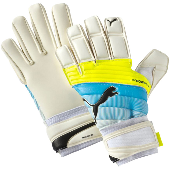 Rękawice bramkarskie Puma Evo Power Grip 2.3 IC biało-niebiesko-żółte 041224 01