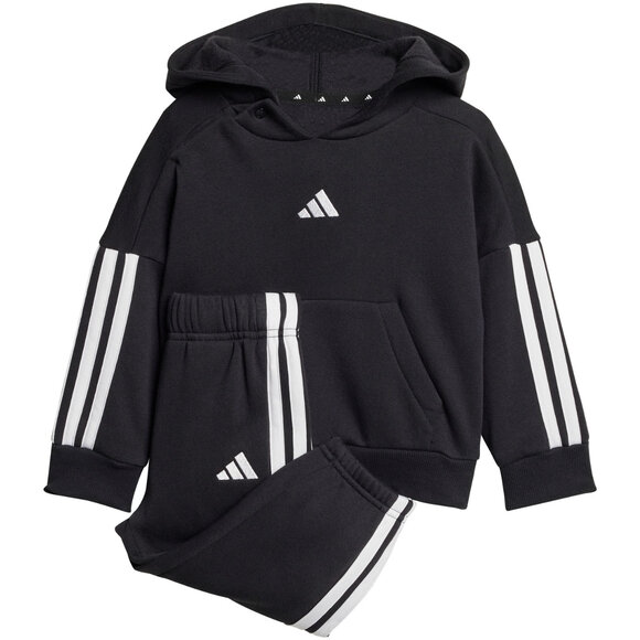 Dres dla dzieci adidas Essentials Joggers 3 Stripes Fleece Hoodie czarny JD6484