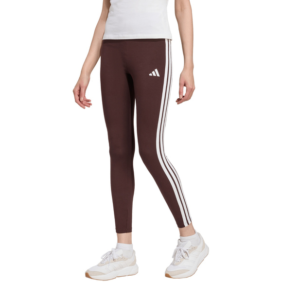 Legginsy damskie adidas Essentials 3-Stripes Cotton brązowe JY3177