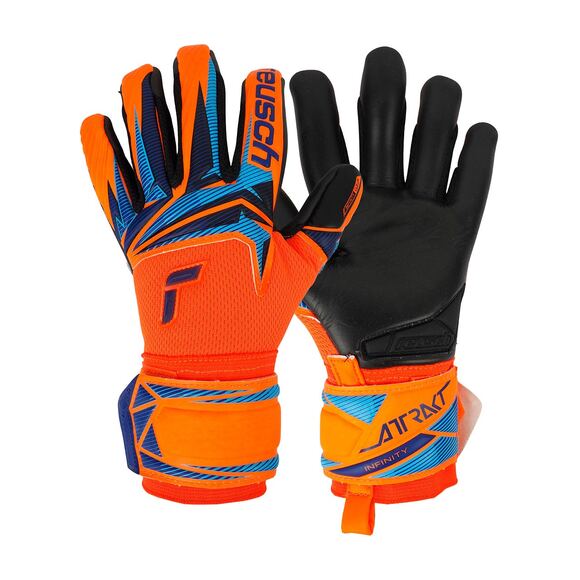 Rękawice bramkarskie Reusch Attrakt Infinity Evolution NC Junior pomarańczowo-czarno-niebieskie 5672724 2289
