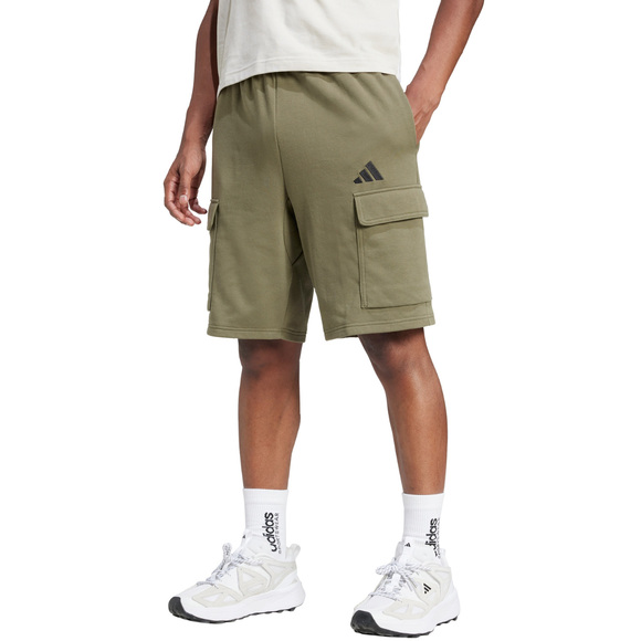 Spodenki męskie adidas Essentials Feel Cozy French Terry Cargo zielone JE6292 