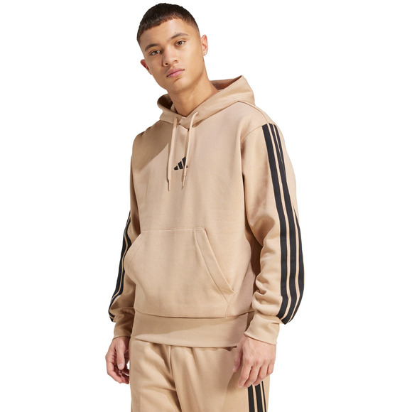 Bluza męska adidas Essentials 3-Stripes Fleece Hoodie beżowa JX0695