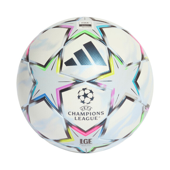 Piłka nożna adidas UCL League 26/27 League Stage Box biało-niebiesko-różowo-zielona KE9771