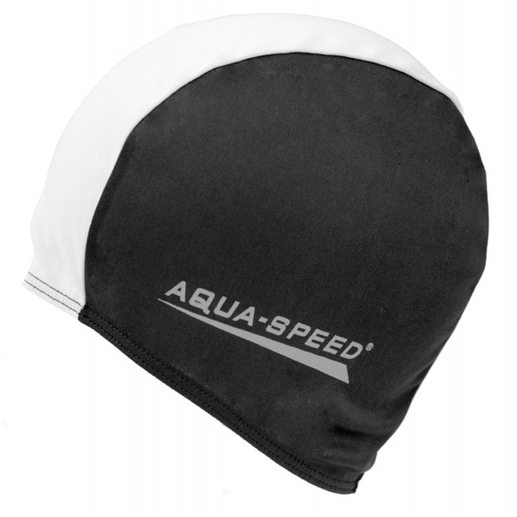 Czepek Aqua-Speed Polyester Cap czarno biały 57 091