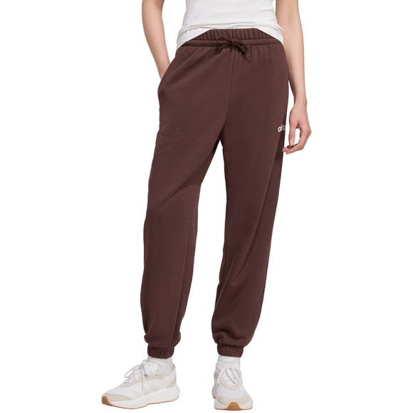 Spodnie damskie adidas Essentials Linear French Terry Cuffed brązowe JY4898