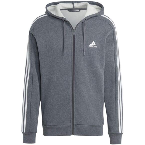 Bluza męska adidas Essentials Fleece 3-Stripes Full-Zip szara IJ6480