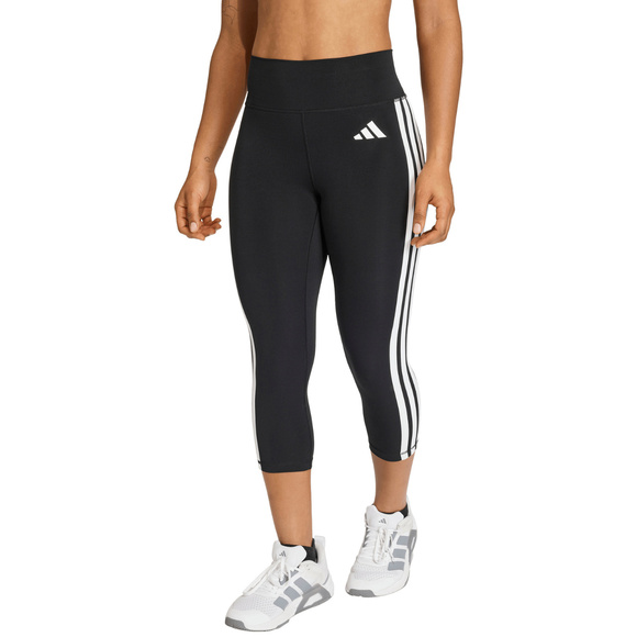 Legginsy damskie adidas 3/4 Optime Essentials Workout 3-Stripes czarne KE6062