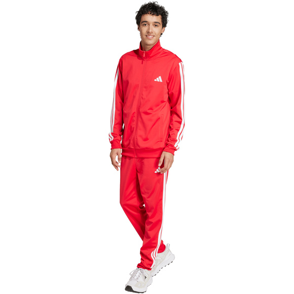 Dres męski adidas Sportswear Basic 3-Stripes Tricot czerwony JX8731