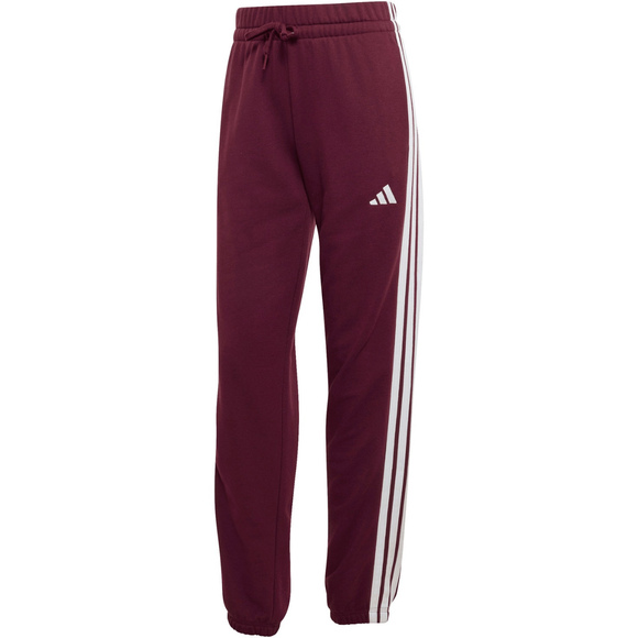 Spodnie damskie adidas Essentials 3-Stripes French Terry Cuffed bordowe KR1029