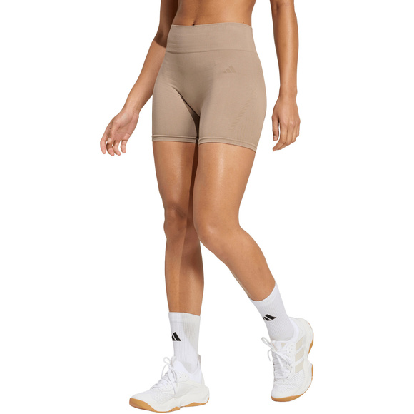 Spodenki damskie adidas Workout Essentials 4 inch beżowe JX3926