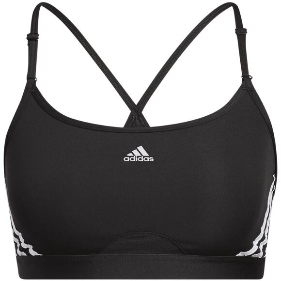 Stanik sportowy adidas Aeroreact Training Light-Support 3-Stripes Bra czarny HC7862